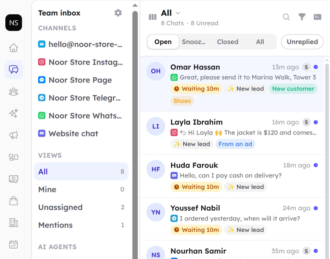 Your whole team replies from one place